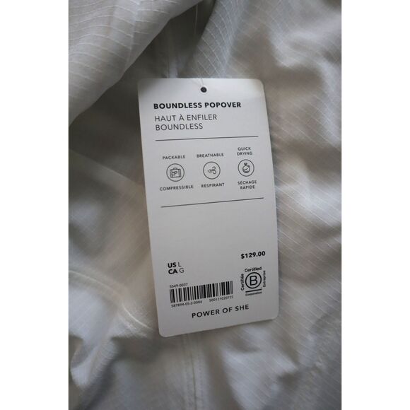 Athleta 587894 Women's Sz Large White Boundless Lightweight Popover Jacket - Picture 5 of 10